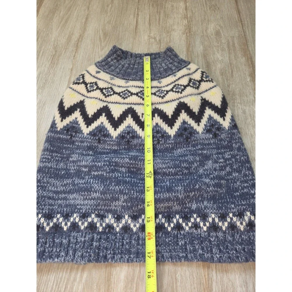 American Eagle Fair Isle Dog Sweater Blue Nordic Knit Mock Neck Size L Pet EUC